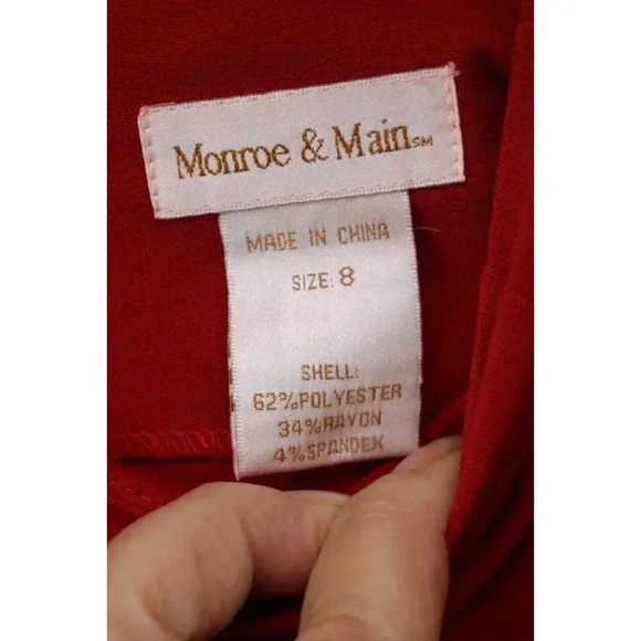 Monroe and Main Red Midi Skirt-Size 8-Office-Business-Pockets - Picture 3 of 8